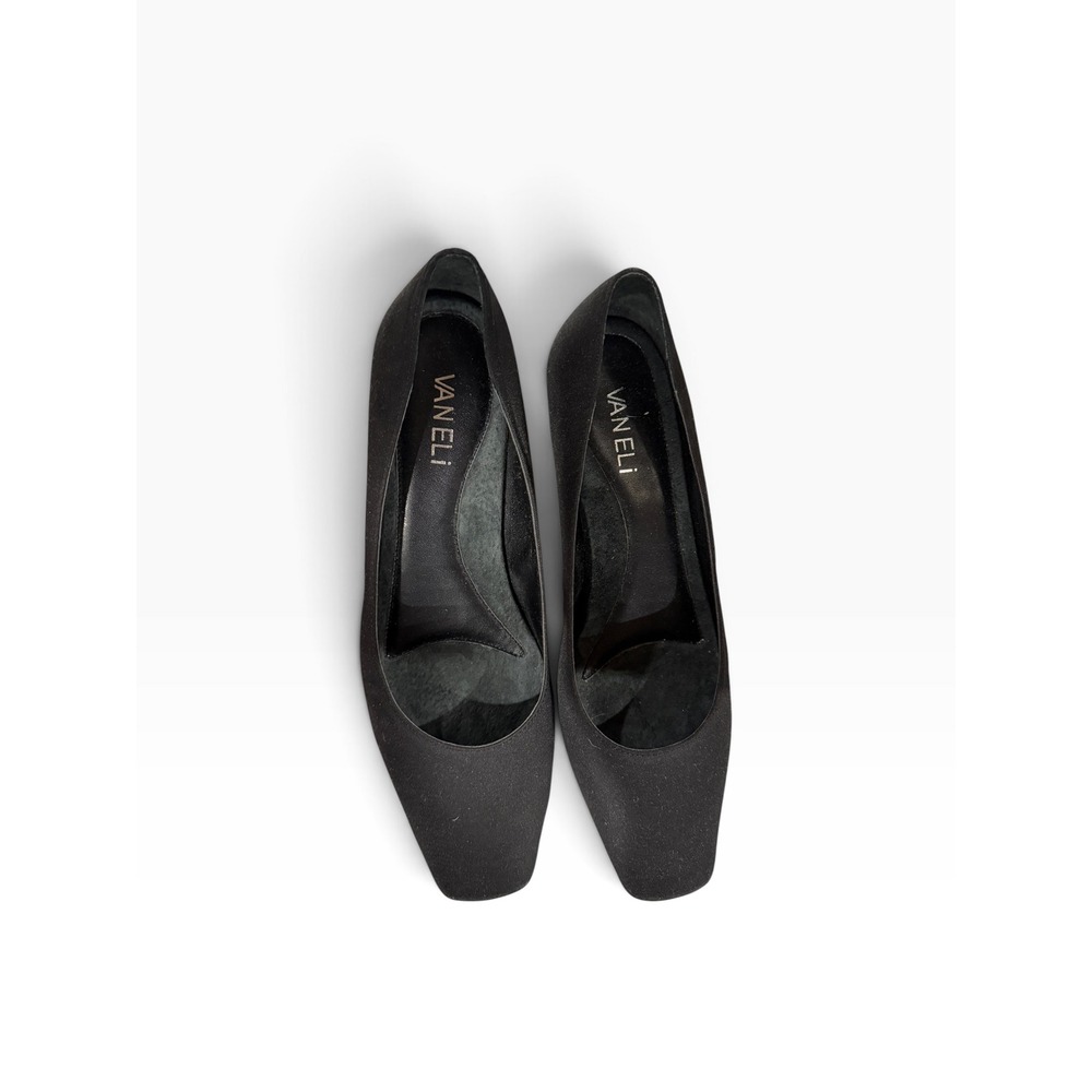 Vaneli Laddy Black Square Toe Low Block Heel Pumps Women 7 M Minimalist Work